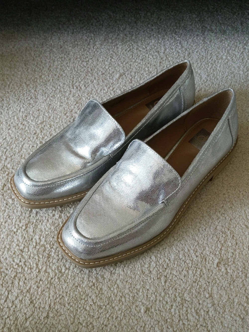 Dolce Vita Fran Silver Leather Loafers - Size 8